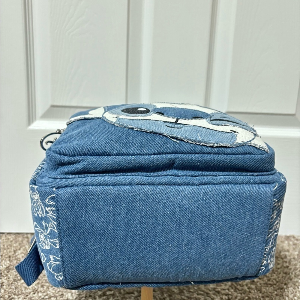Disneys : Stitch Blue Denim Embroidered Backpack | NWT ✨ - Picture 10 of 12